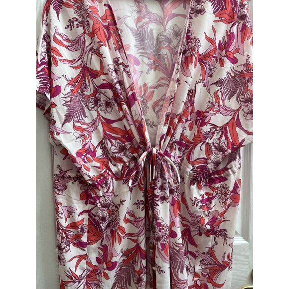 NWT Cupshe Open Front Elasticize Waist Tie Tropical Beach Cover Up Kimono XL - Picture 6 of 12
